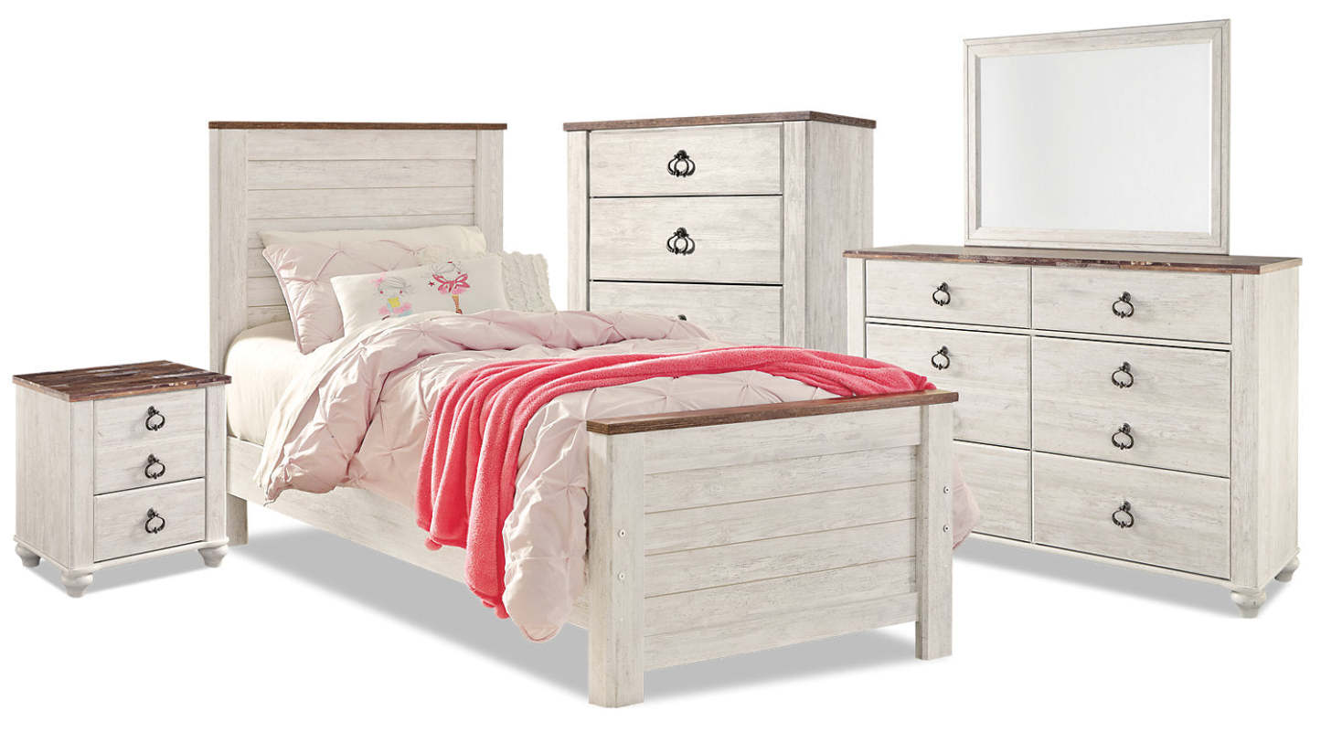 Willowton 7-Pièces Twin Bedroom Package|Ensemble de chambre à coucher Willowton 7 pièces avec lit simple|WILLWTP7