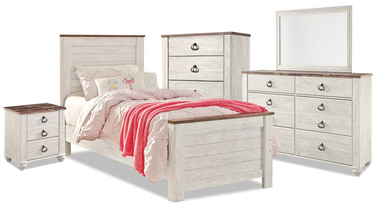 Willowton 7-Pièces Twin Bedroom Package|Ensemble de chambre à coucher Willowton 7 pièces avec lit simple|WILLWTP7