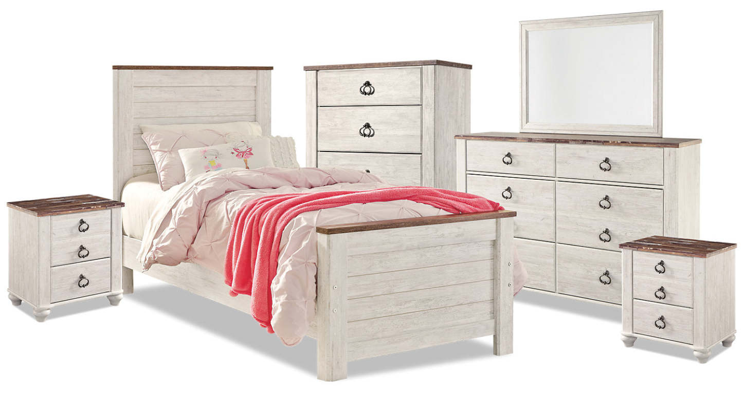 Willowton 8-Pièces Twin Bedroom Package|Ensemble de chambre à coucher Willowton 8 pièces avec lit simple|WILLWTP8