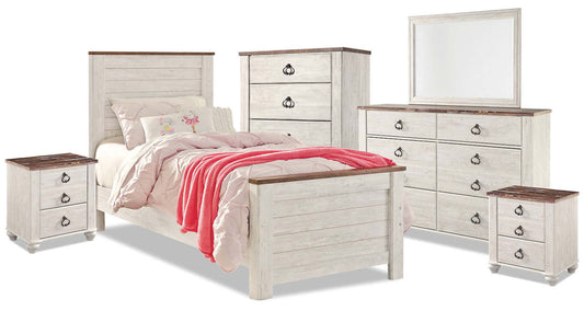 Willowton 8-Pièces Twin Bedroom Package|Ensemble de chambre à coucher Willowton 8 pièces avec lit simple|WILLWTP8