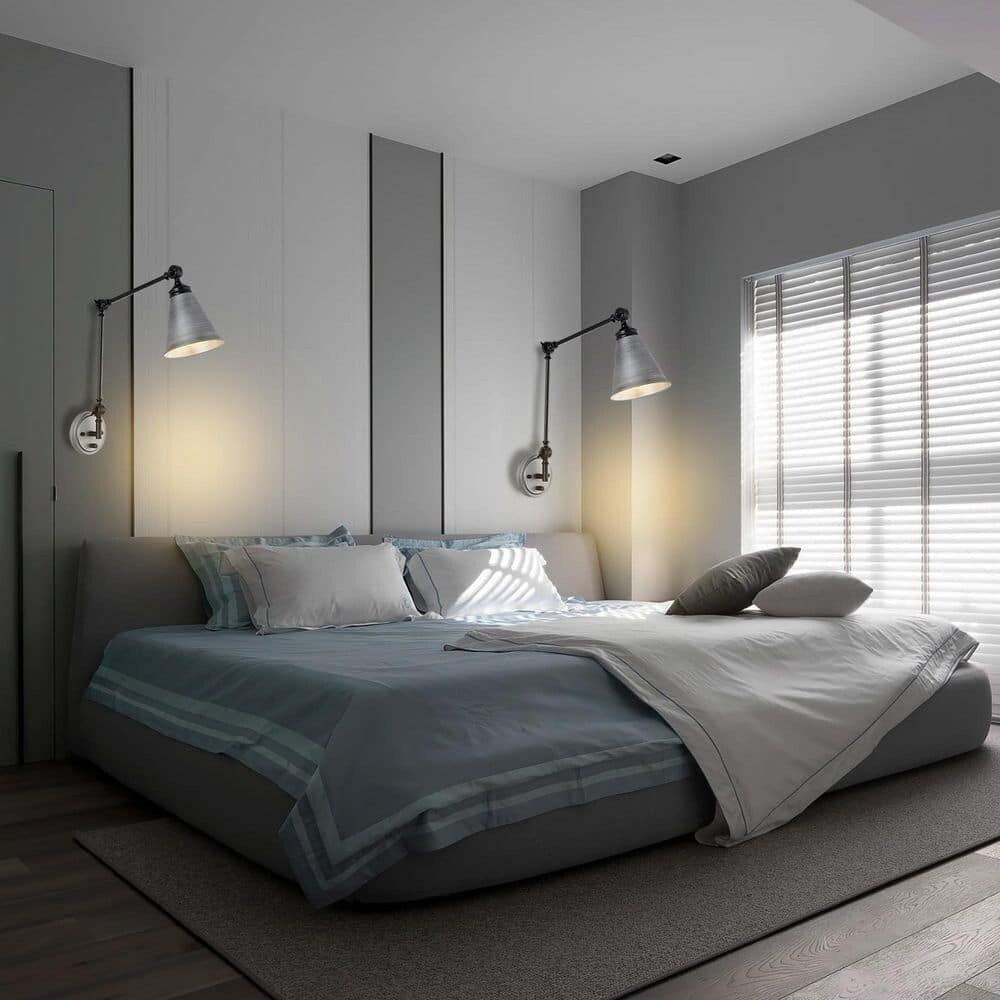 Applique murale industrielle WINGBO à bras articulé avec abat-jour en métal, lot de 2...