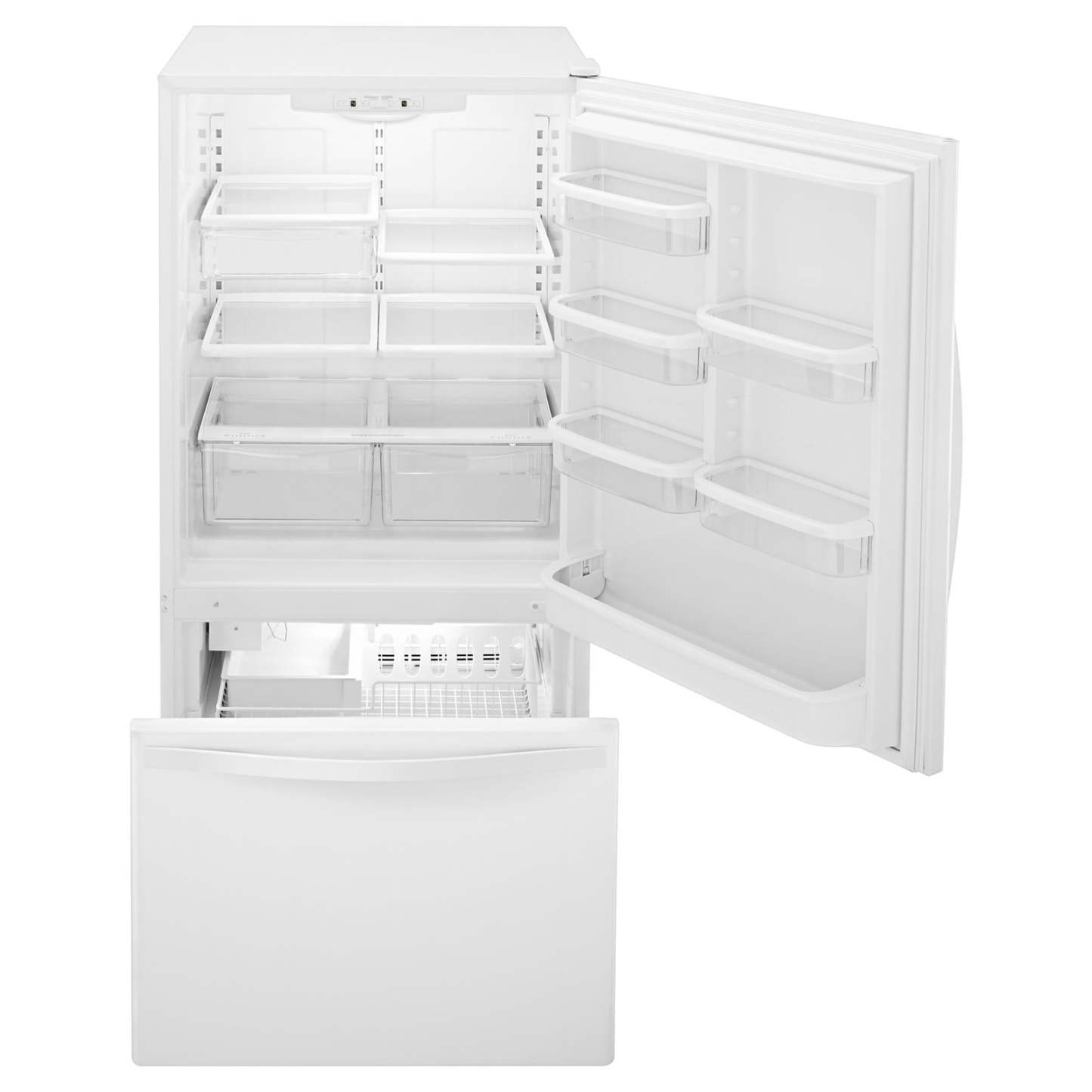 Réfrigérateur Whirlpool de 30 po et de 18,7 pi³ à congélateur inférieur - blanc sur blanc - WRB329DFBW | Whirlpool 30 18.7 Cu. Ft. Bottom-Mount Refrigerator - White-on-White - WRB329DF…