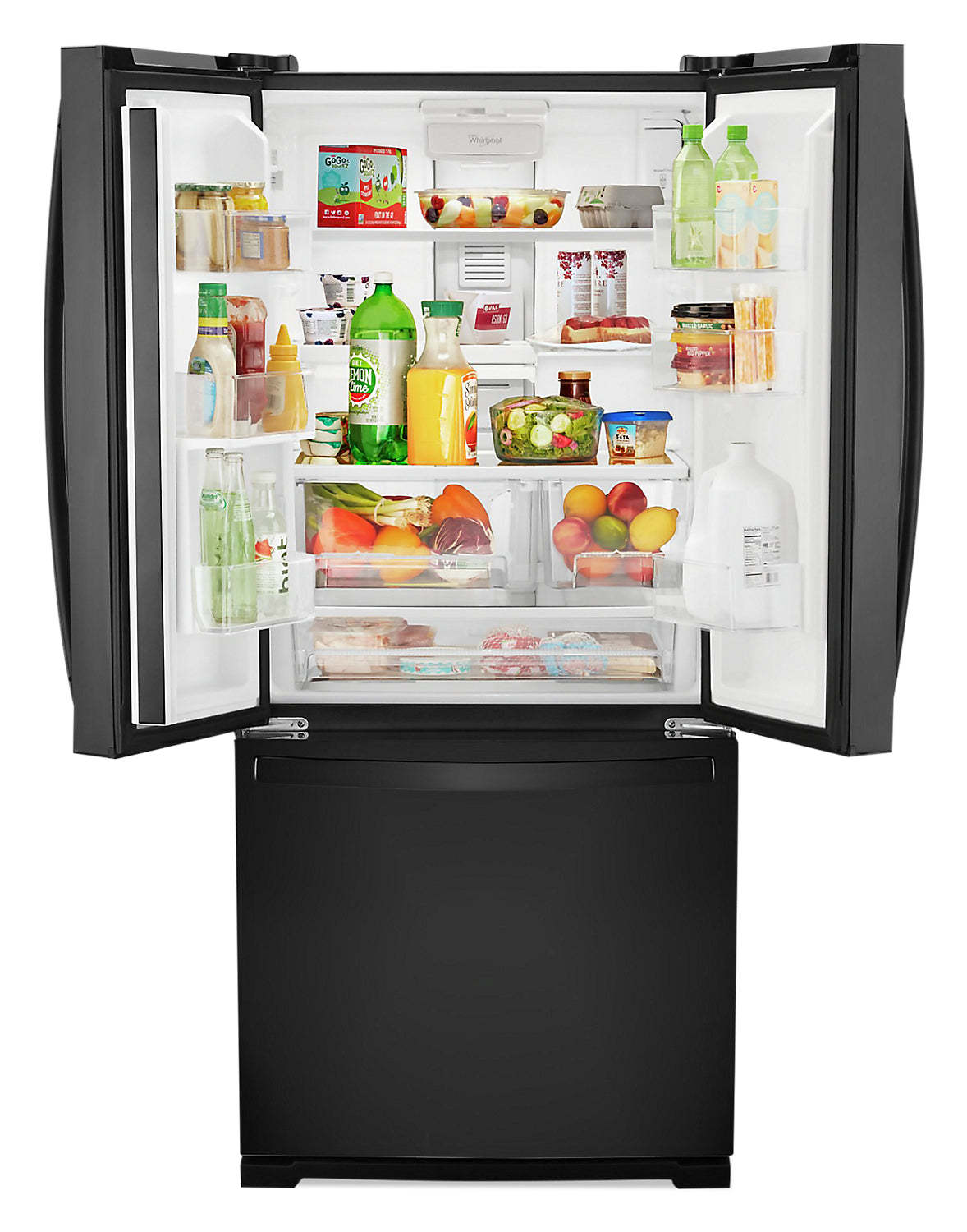 Réfrigérateur Whirlpool de 30 pi³ et de 20 po à portes françaises - noir - WRF560SEHB | Whirlpool 30 20 Cu. Ft. French-Door Refrigerator - Black - WRF560SEHB