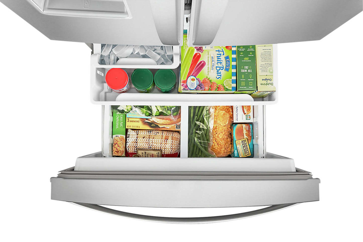 Réfrigérateur Whirlpool de 30 pi³ et de 20 po à portes françaises - acier inoxydable résistant aux empreintes digitales - WRF560SE… | Réfrigérateur Whirlpool de 20 pi³ et de 30 po à portes françaises - acier inoxydable résistant aux t…