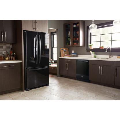 Whirlpool 33 22 pi³ Réfrigérateur à congélateur inférieur - noir - WRFF5333PB | Réfrigérateur Whirlpool de 22 pi³ et de 33 po à congélateur inférieur - noir - WRFF5333PB