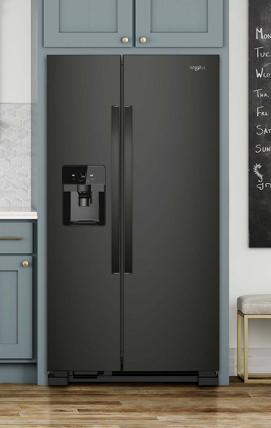 Réfrigérateur Whirlpool de 33 po et de 21 pi³ à compartiments juxtaposés - noir - WRS321SDHB | Tourbillon 33 21 Cu. Fort. Réfrigérateur côte à côte - Noir - WRS321SDHB