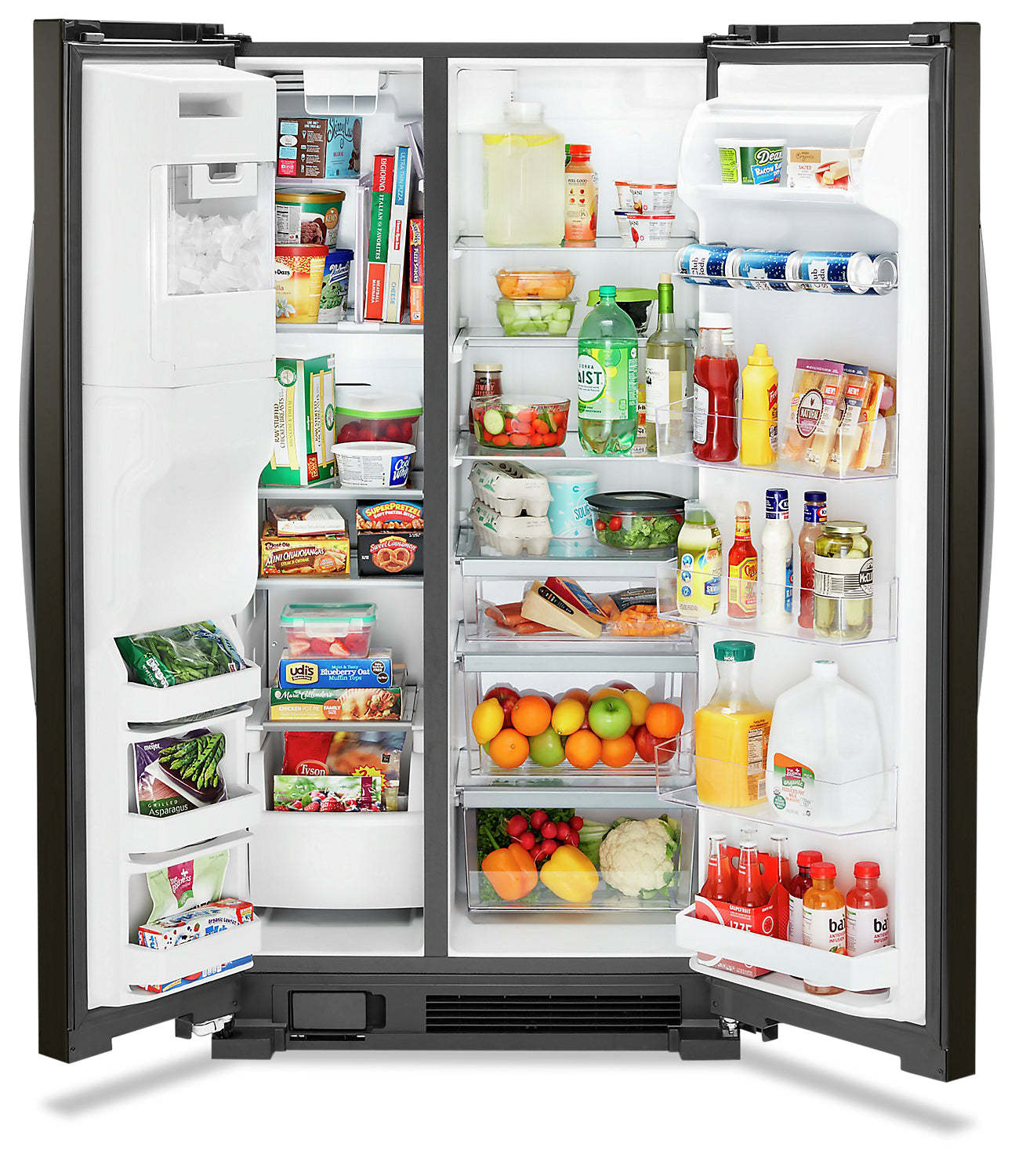Réfrigérateur Whirlpool de 36 po et de 25 pi³ à compartiments juxtaposés - acier inoxydable noir - WRS555SIHV | Whirlpool 36 25 Cu. Ft. Side-by-Side Refrigerator - Black Stainless - W…