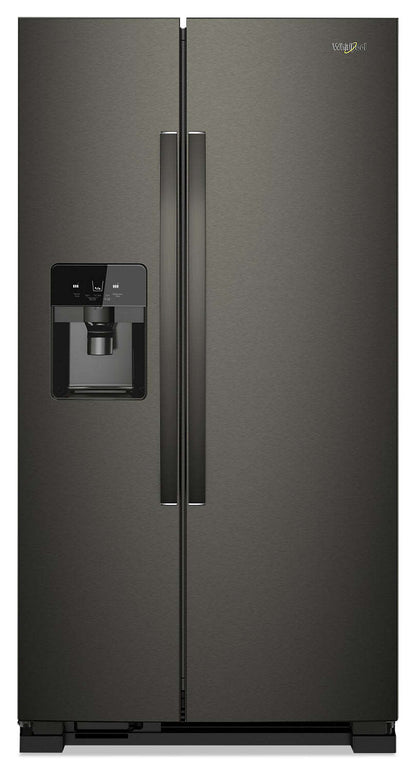 Réfrigérateur Whirlpool de 36 po et de 25 pi³ à compartiments juxtaposés - acier inoxydable noir - WRS555SIHV | Whirlpool 36 25 Cu. Ft. Side-by-Side Refrigerator - Black Stainless - W…