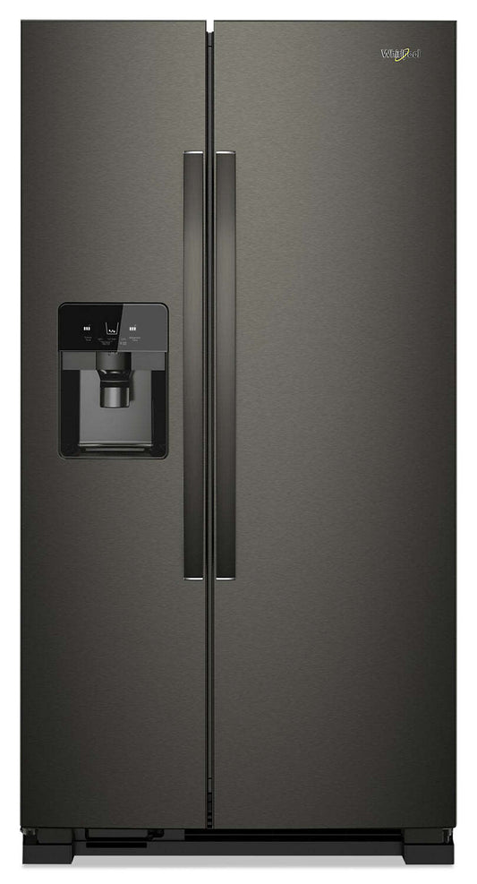 Réfrigérateur Whirlpool de 36 po et de 25 pi³ à compartiments juxtaposés - acier inoxydable noir - WRS555SIHV | Whirlpool 36 25 Cu. Ft. Side-by-Side Refrigerator - Black Stainless - W…