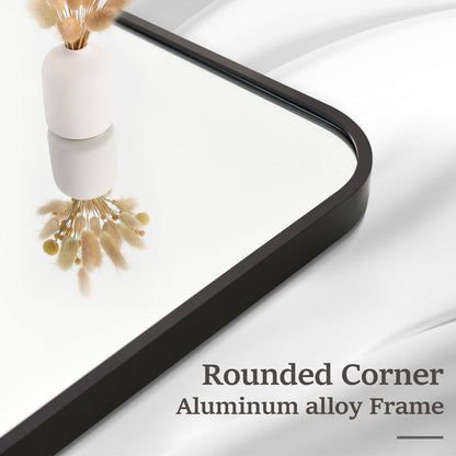 Miroir de salle de bain mural à coins arrondis