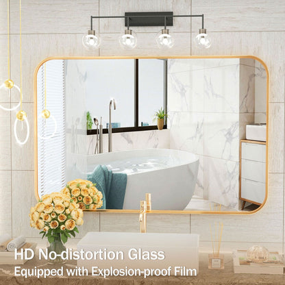 Miroir de salle de bain mural à coins arrondis