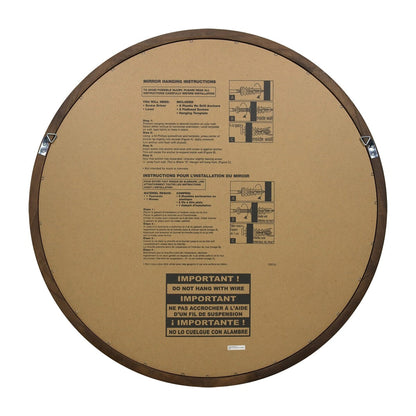 Miroir mural rond classique de style ferme avec cadre en bois