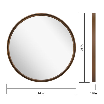 Miroir mural rond classique de style ferme avec cadre en bois