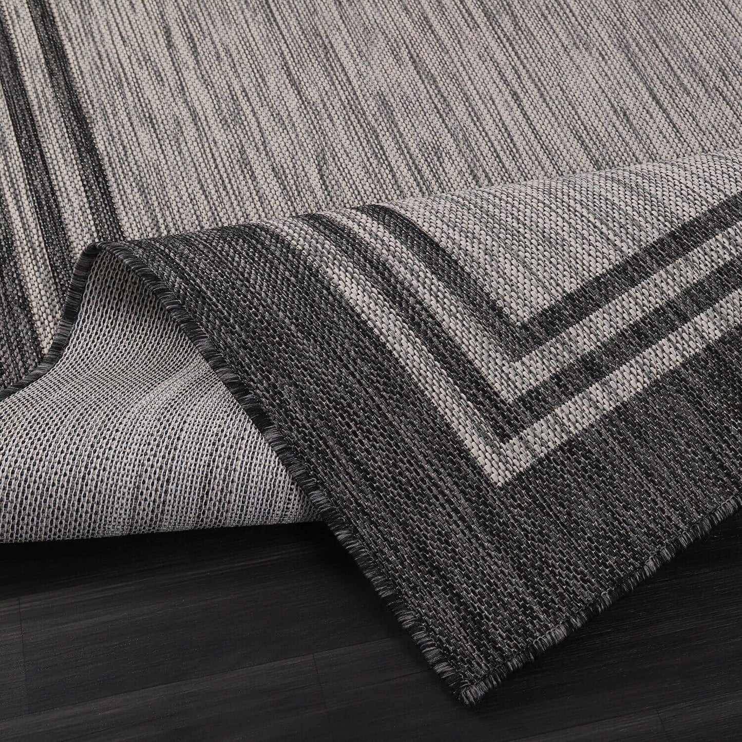 Tapis d'intérieur/extérieur lavable à bordure pour patio, terrasse, porche