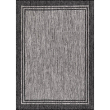 Tapis d'intérieur/extérieur lavable à bordure pour patio, terrasse, porche