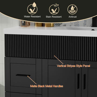 Ensemble de meuble-lavabo Wavy Line 30/36/48 avec lavabo et robinet