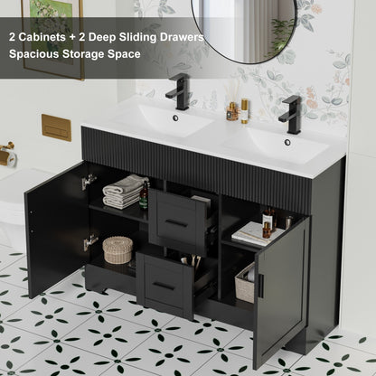 Ensemble de meuble-lavabo Wavy Line 30/36/48 avec lavabo et robinet