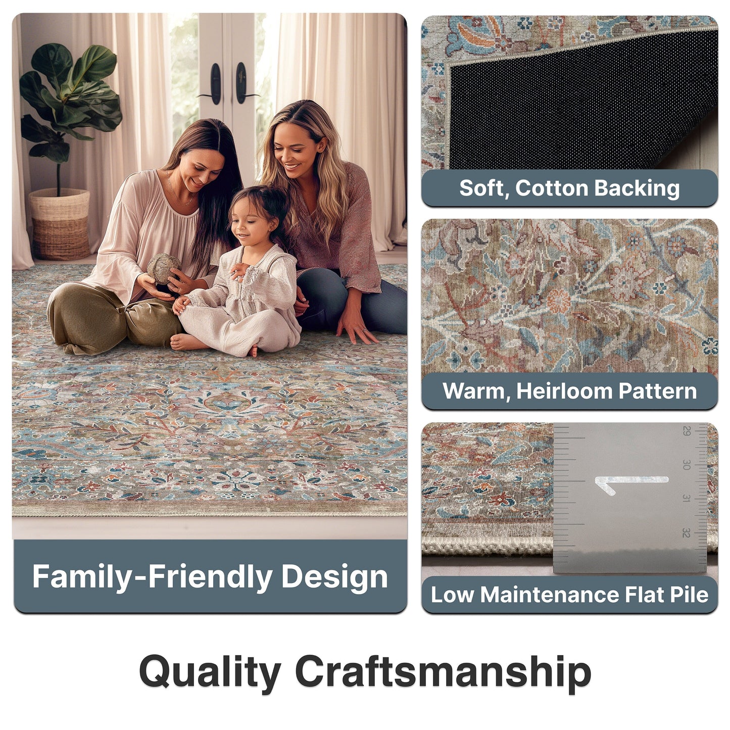 Tapis tissé à plat Well Woven Asha Vintage Emilia