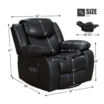 Fauteuil inclinable chauffant et massant en cuir durable à siège large