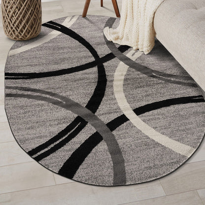Tapis contemporain à motif de cercles abstraits, collection World Rug Gallery