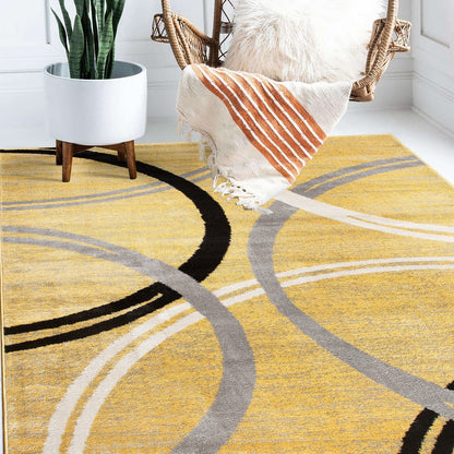 Tapis contemporain à motif de cercles abstraits, collection World Rug Gallery