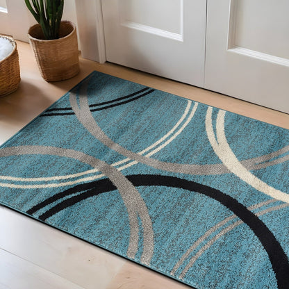 Tapis contemporain à motif de cercles abstraits, collection World Rug Gallery