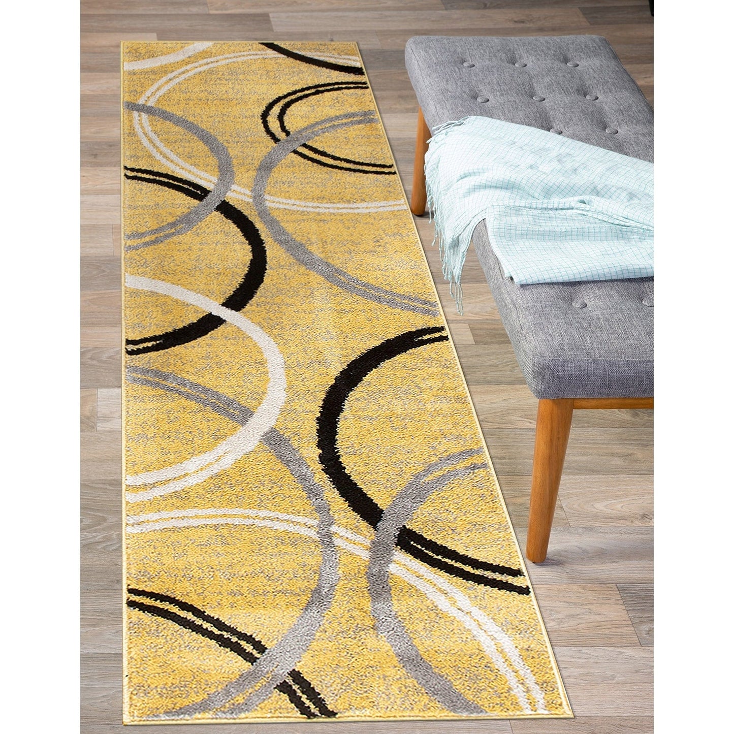Tapis contemporain à motif de cercles abstraits, collection World Rug Gallery