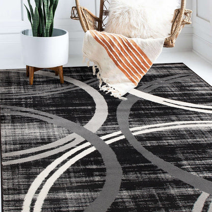 Tapis contemporain à motif de cercles abstraits, collection World Rug Gallery