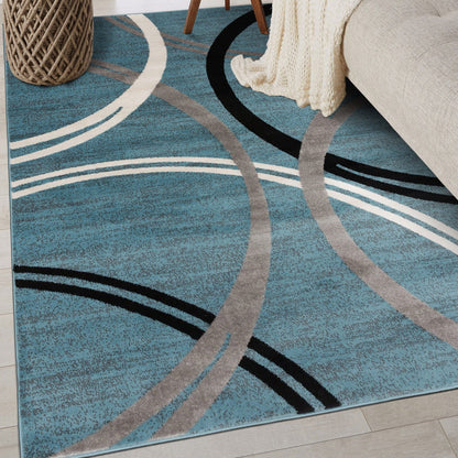 Tapis contemporain à motif de cercles abstraits, collection World Rug Gallery