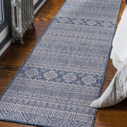 Tapis d'intérieur/extérieur texturé géométrique bohème vieilli World Rug Gallery