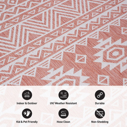 Tapis d'intérieur/extérieur texturé géométrique bohème vieilli World Rug Gallery