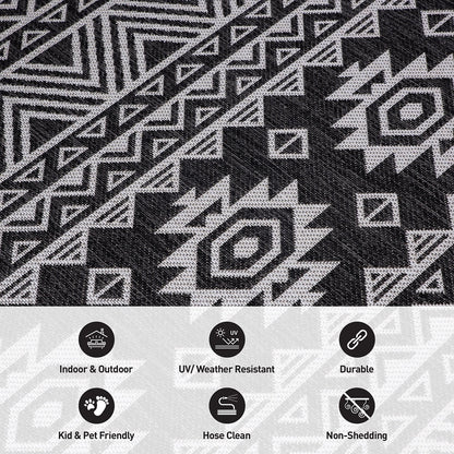 Tapis d'intérieur/extérieur texturé géométrique bohème vieilli World Rug Gallery