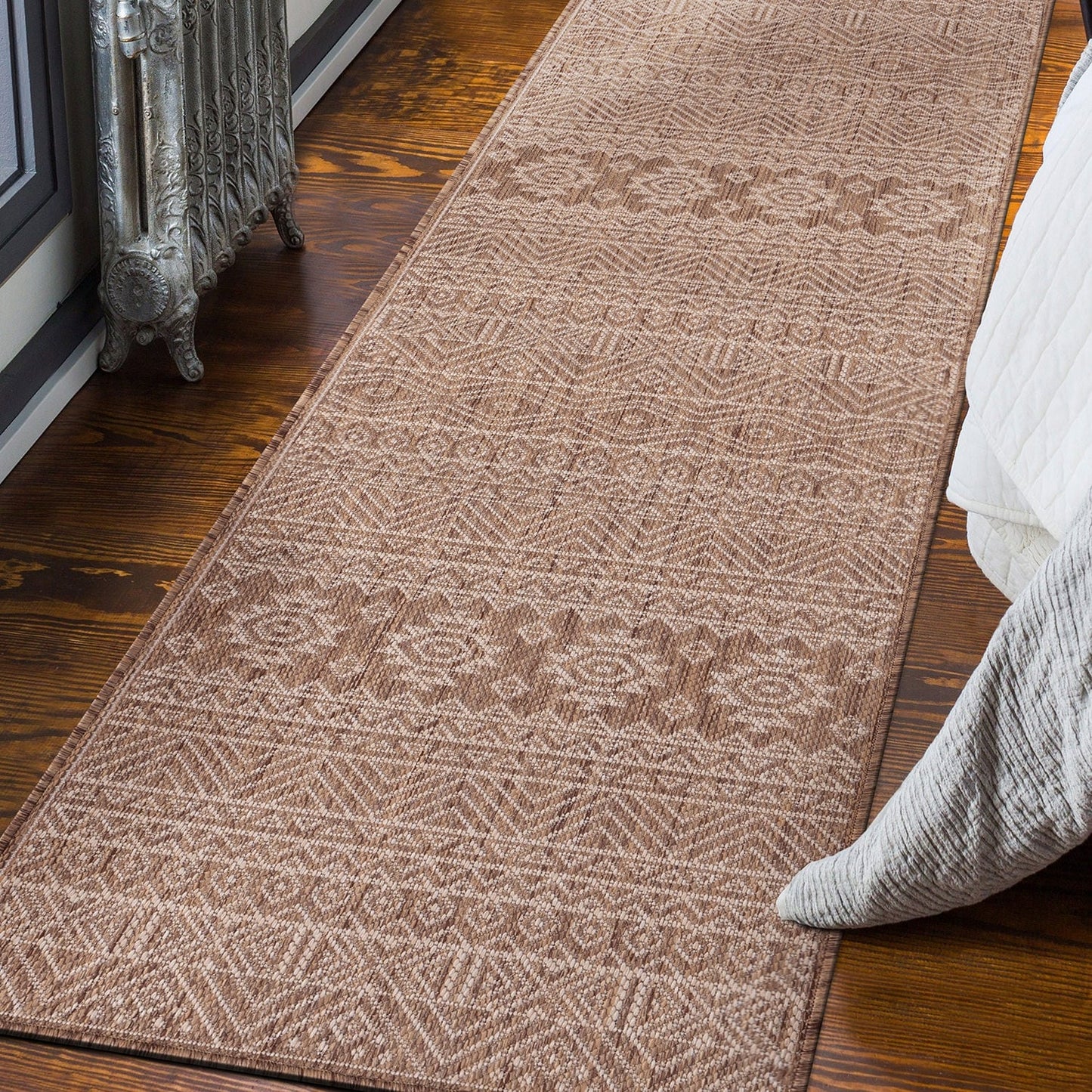 Tapis d'intérieur/extérieur texturé géométrique bohème vieilli World Rug Gallery