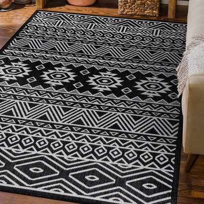 Tapis d'intérieur/extérieur texturé géométrique bohème vieilli World Rug Gallery