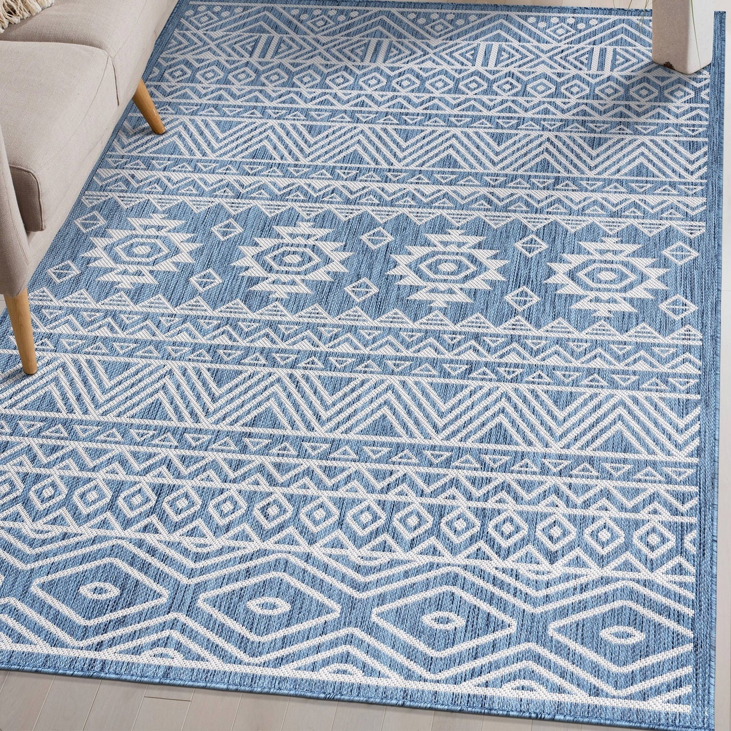 Tapis d'intérieur/extérieur texturé géométrique bohème vieilli World Rug Gallery