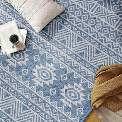 Tapis d'intérieur/extérieur texturé géométrique bohème vieilli World Rug Gallery