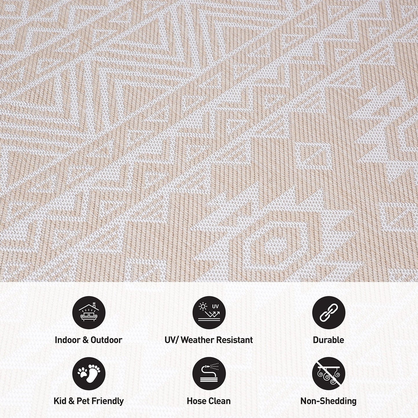 Tapis d'intérieur/extérieur texturé géométrique bohème vieilli World Rug Gallery