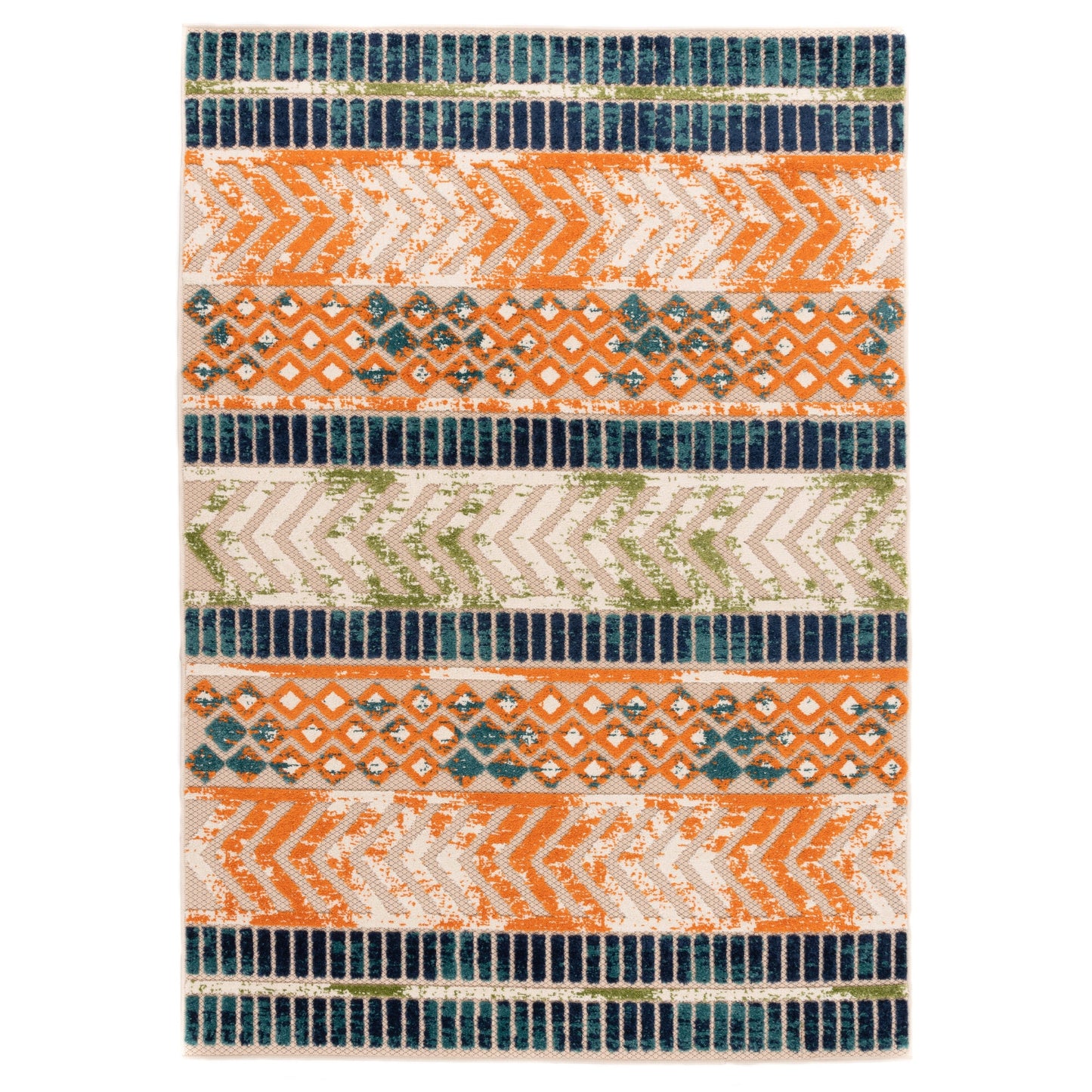 Tapis d'intérieur/extérieur géométrique vieilli World Rug Gallery