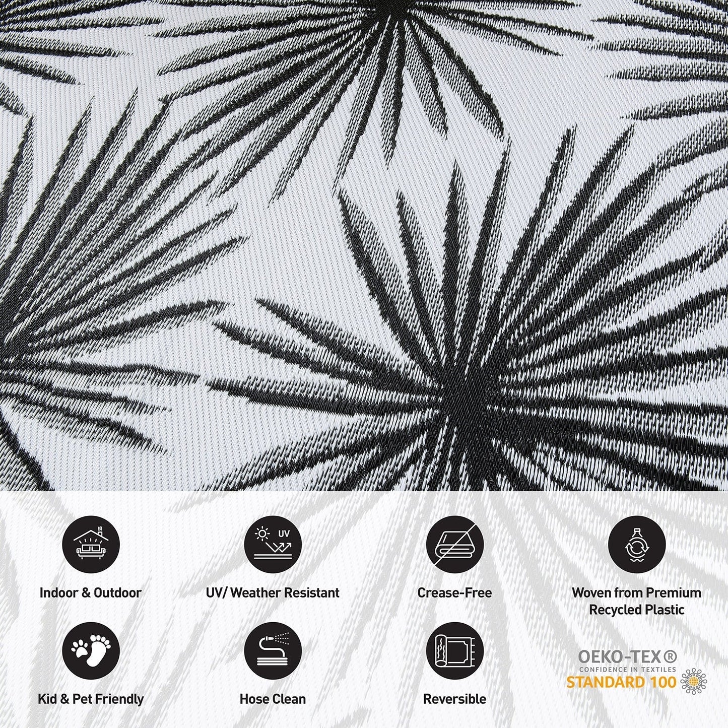 Tapis d'extérieur réversibles en plastique recyclé à motif floral tropical de World Rug Gallery