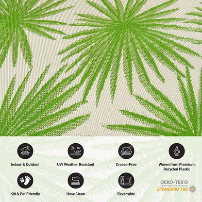 Tapis d'extérieur réversibles en plastique recyclé à motif floral tropical de World Rug Gallery