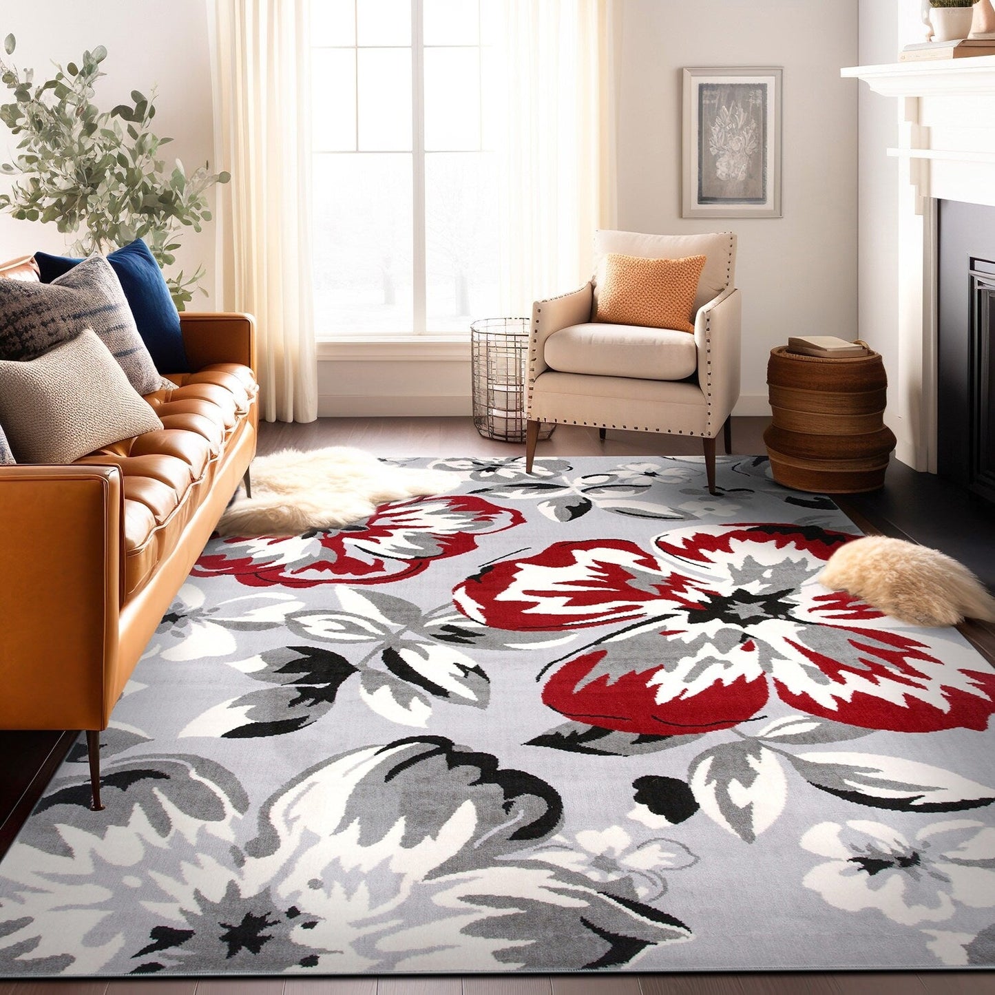 Tapis moderne à motif floral de la World Rug Gallery