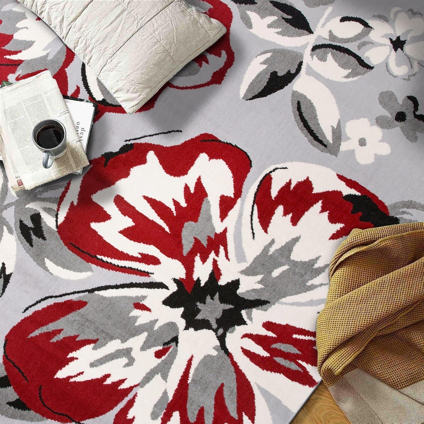 Tapis moderne à motif floral de la World Rug Gallery