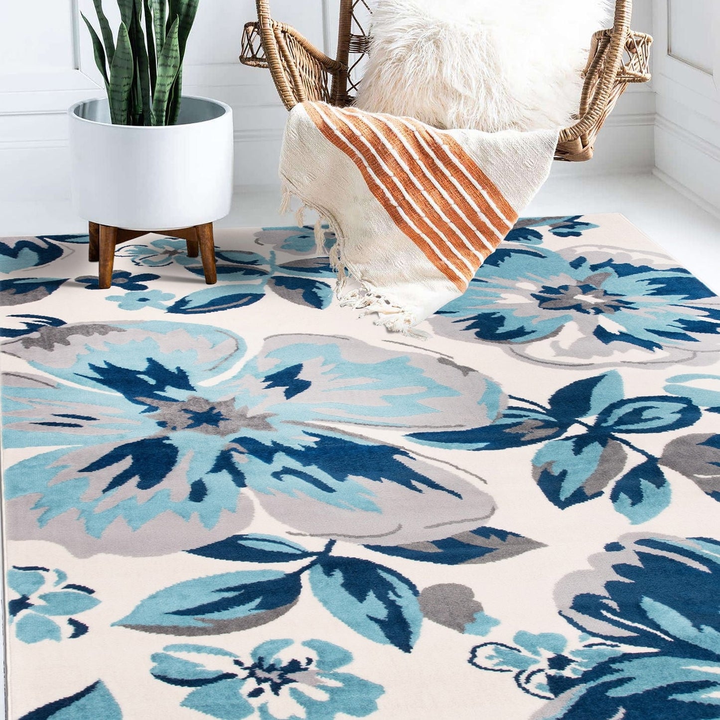 Tapis moderne à motif floral de la World Rug Gallery