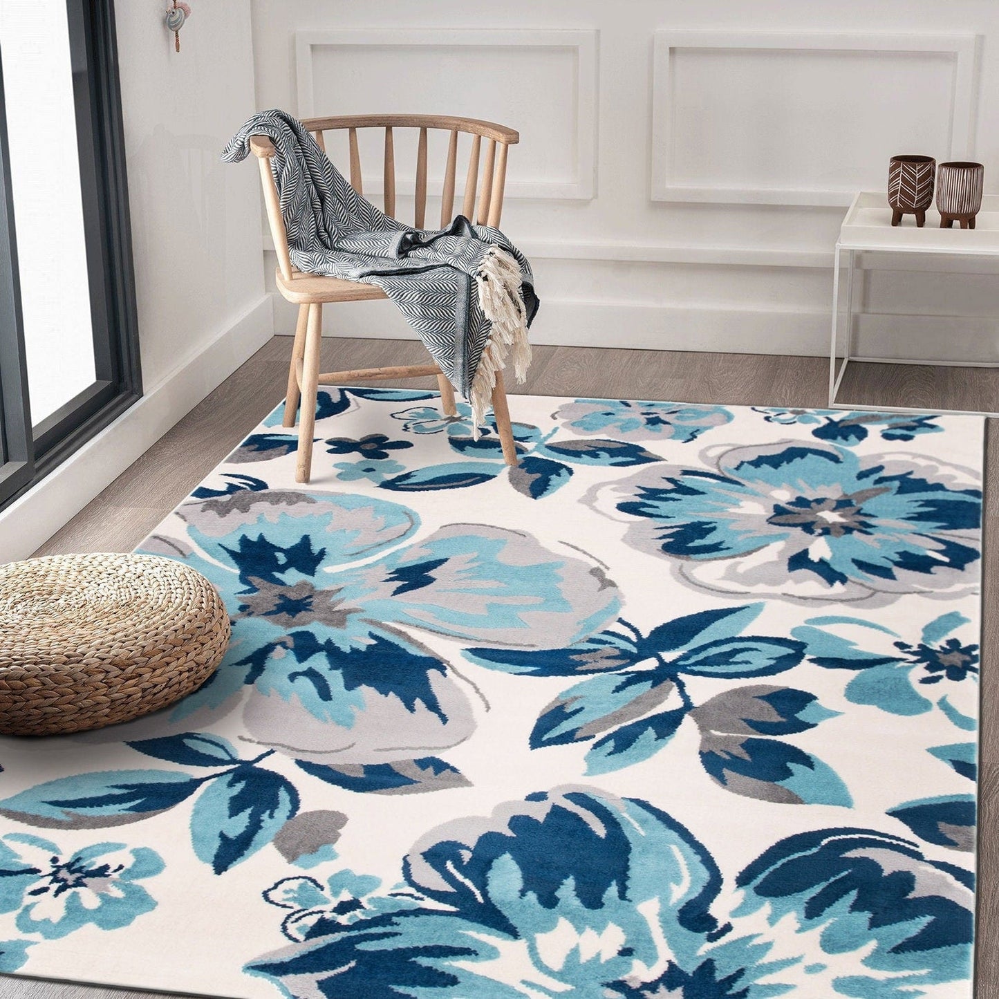 Tapis moderne à motif floral de la World Rug Gallery