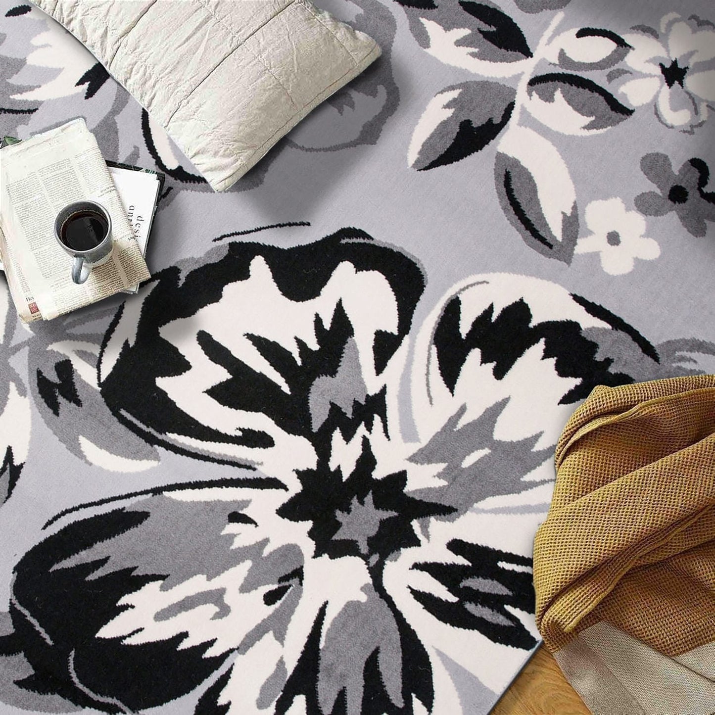 Tapis moderne à motif floral de la World Rug Gallery