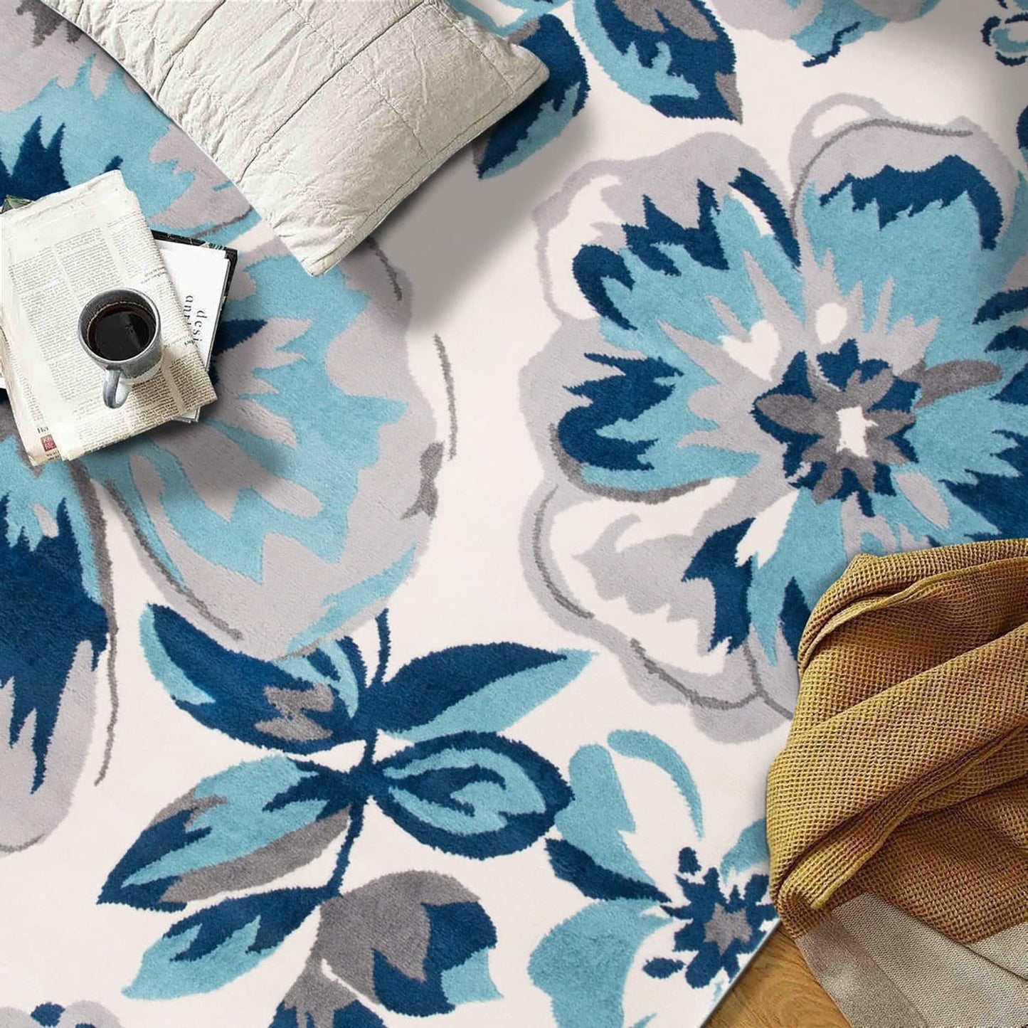 Tapis moderne à motif floral de la World Rug Gallery