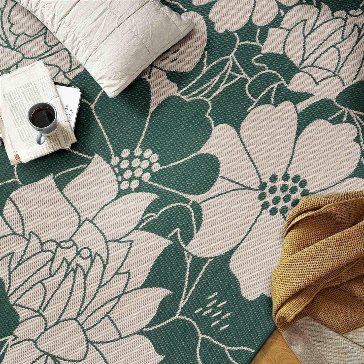 Tapis d'intérieur/extérieur moderne à motif floral texturé World Rug Gallery