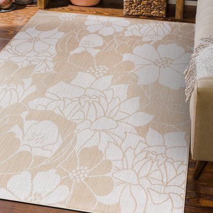 Tapis d'intérieur/extérieur moderne à motif floral texturé World Rug Gallery