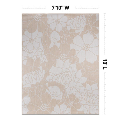 Tapis d'intérieur/extérieur moderne à motif floral texturé World Rug Gallery