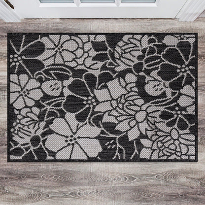Tapis d'intérieur/extérieur moderne à motif floral texturé World Rug Gallery